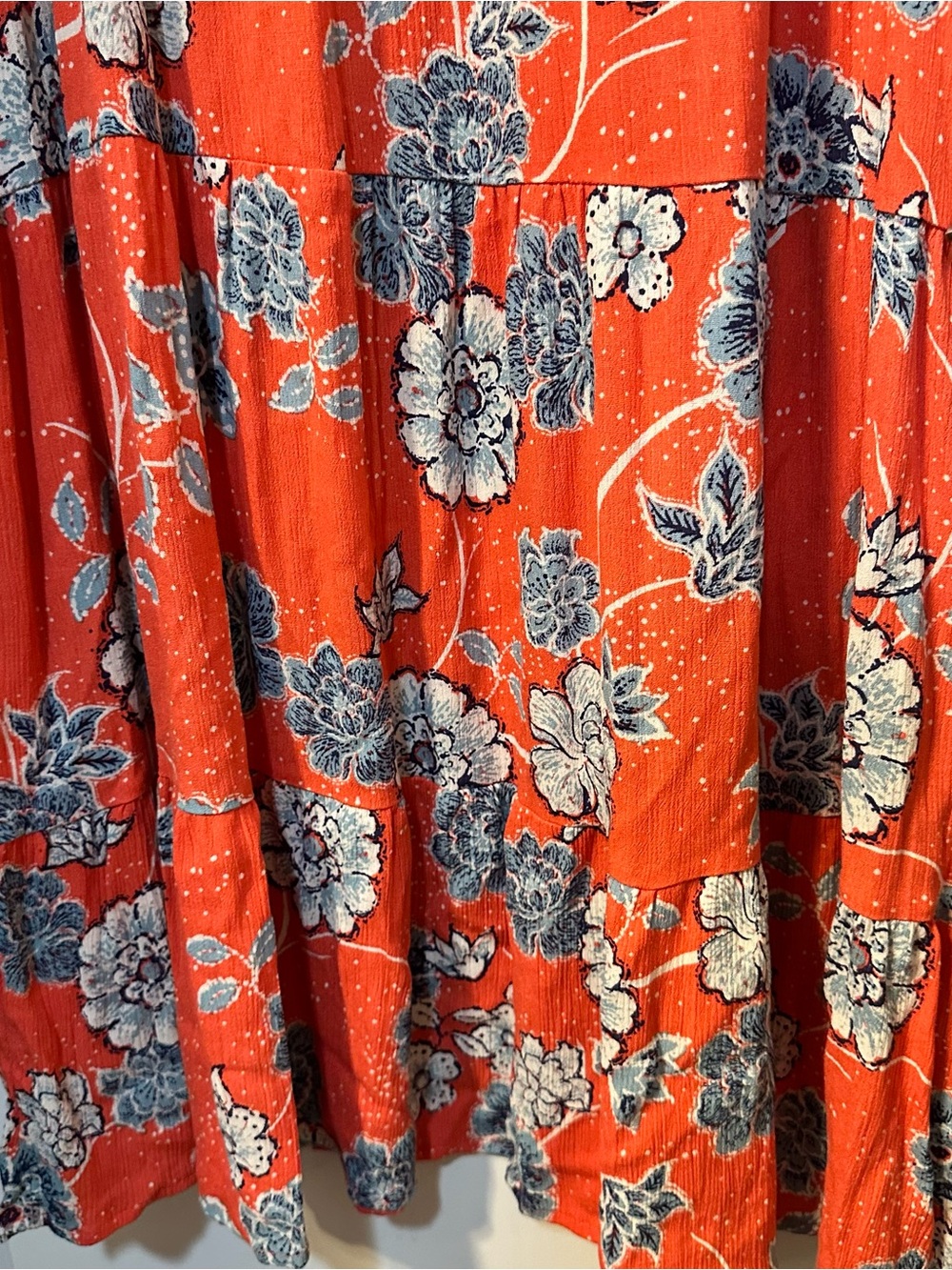 Sonoma Orange Floral V-Neck Midi Dress with Drawstring - Picture 5 of 5